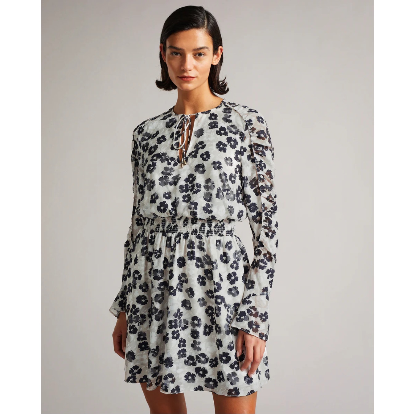 Ted Baker Long Sleeve Floral Textured Felici Dress Nwt